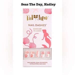 Seas The Day Hadley Red Aspen Nail Dashes. Pink & White Color, short square. NIB